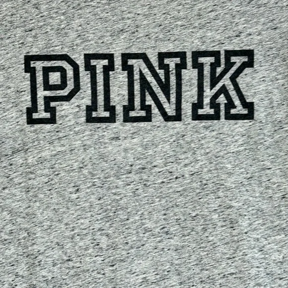 Victoria's Secret PINK Long Sleeve T-Shirt Heather Grey Logo Crew Neck XL - Picture 3 of 8